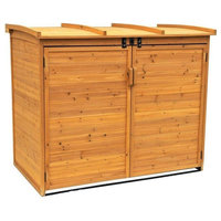 Outdoor 65 x 38 inch Wood Storage Shed for Trash Garbage Recycle Bins