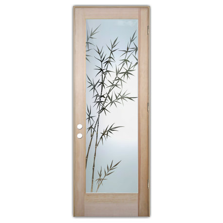 Front Doors - Bamboo Forest Frosted Glass Design - 30" x 80" - CUSTOMIZE ANY...