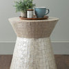East at Main Rossville Off-White Wood and Capiz Round Accent Table