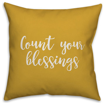 Count Your Blessings in Mustard 18x18 Throw Pillow Cover