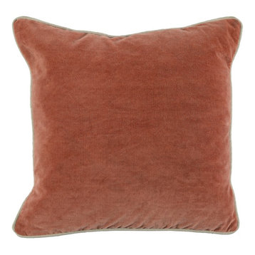 Harriet Velvet Throw Pillow by Kosas Home, Terra Cotta, 18"x18"