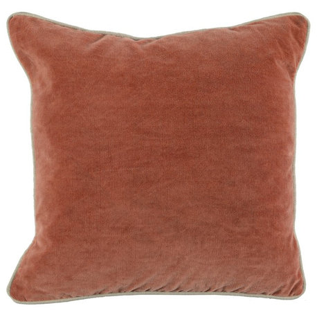 Harriet Velvet Throw Pillow by Kosas Home, Terra Cotta, 18"x18"