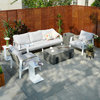 6-Piece Patio Aluminum Sofa Set with Rectangular Firepit and Side Table