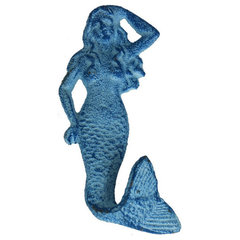 Metal Mermaid Wall Decor with 7 Hooks