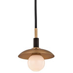 Hudson Valley Lighting - Julien, 1-Light Pendant, Aged Brass Finish, Opal Matte Glass Shade - Julien manages to feel at once mid-century modern and futuristic. Its textured black and metal contrast, its satellite shades, and its LED bulbs make it an attractive and environmentally conscious choice.