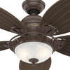 Hunter Fan Company 54" Caribbean Breeze Weathered Bronze Ceiling Fan With Light