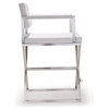 Director White Stainless Steel Counter Stool - White