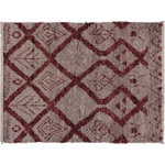 Bareens Designer Rugs - Tribal Moroccan Sawyer Lt. Gray/Rust Wool Rug - 4'2'' x 6'3'' - Hand knotted from finest quality wool, this stunning fashionable handmade Moroccan rug also known as a shag rug is crafted by skilled artisans with trendy and elegant design and sophisticated modern pattern creating a compelling focal point in any living area. The Moroccan rug featuring a stunning global inspired design that endure at the forefront of contemporary trend. The meticulously plush pile constructed in great quality wool, features luxurious texture and appearance adding softness, warmth and comfort to any room.