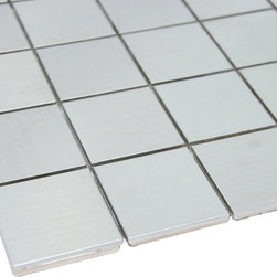 Matte Silver Stainless Steel Metallic Square Glass Mosaic Tiles - Home Accessories & Decor