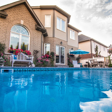 Rectangle Pool with Water Feature in Grimsby
