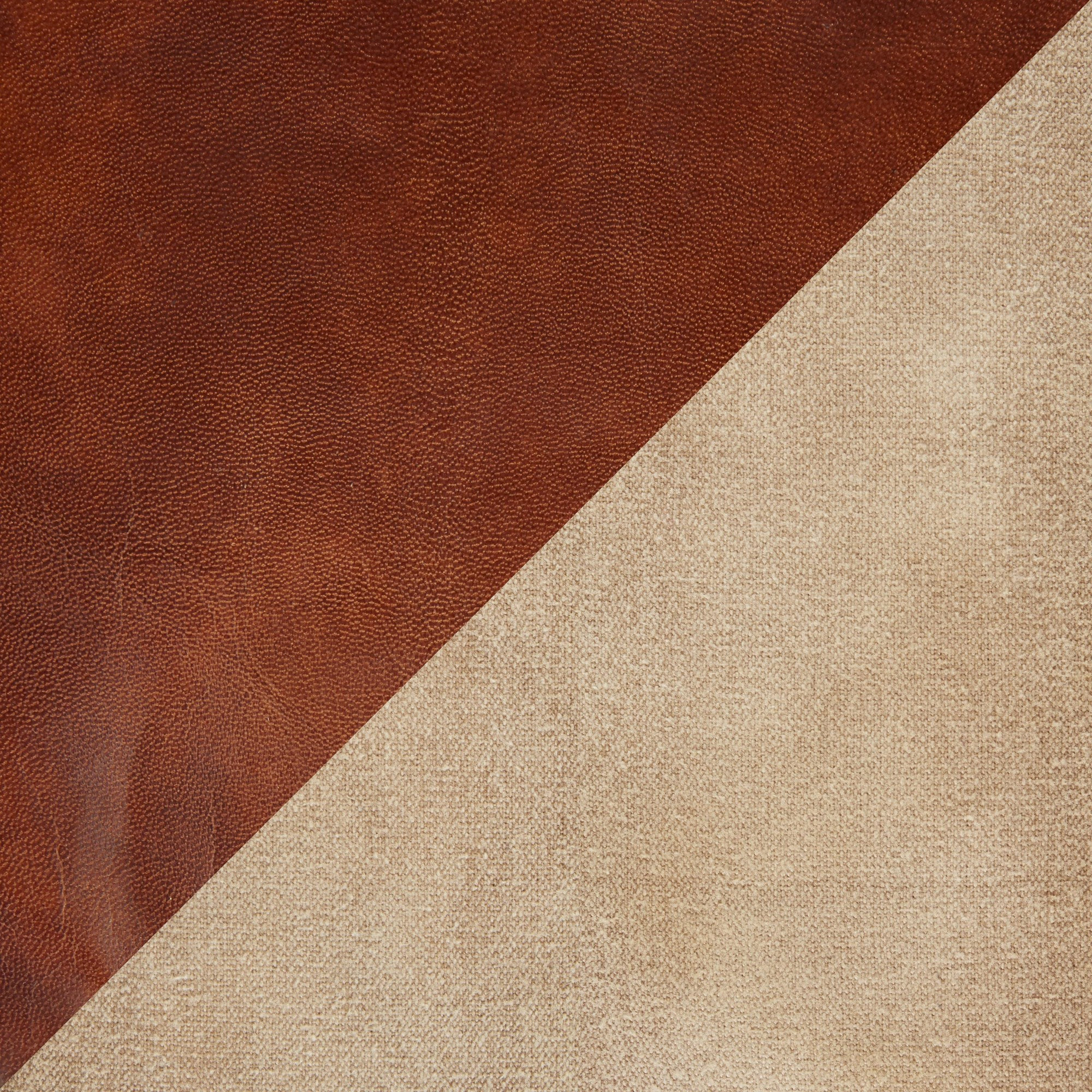 Cobbler Pouf, Brown Leather, Tan Canvas