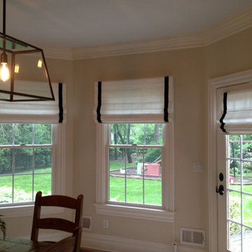 Inset Ribbon Banded Pleated Roman Shades