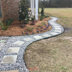 Limestone walkways with stepping stones - Landscaping Stones And Pavers