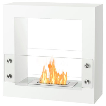 Freestanding Ventless Bio Ethanol Fireplace - Tectum Mini White | Ignis