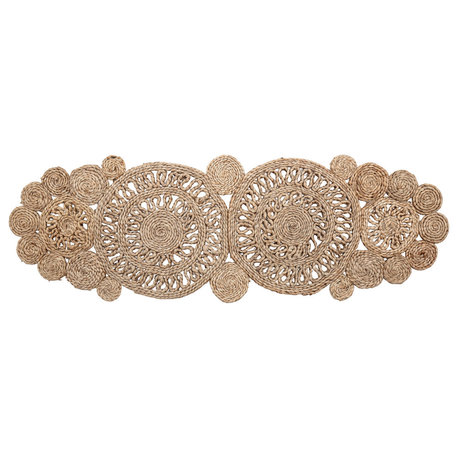 46" Handwoven Jute Table Runner With Lace-Style Pattern