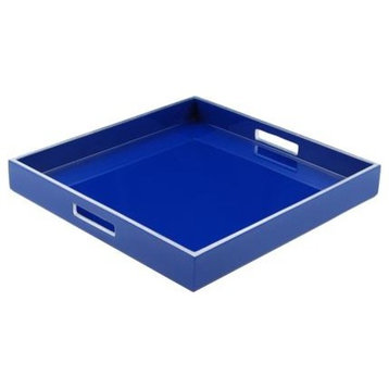 Blue and White Lacquer Square Serving Tray