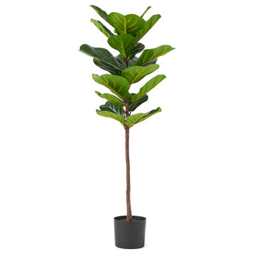 Socorro 2' x 1' Artificial Tabletop Fiddle-Leaf Fig Tree, 17 W X 17 D X 47 H