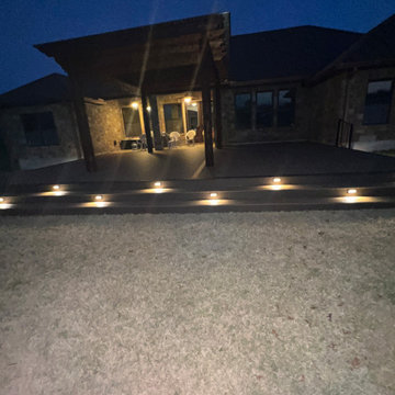Cedar pergola and composite deck with lighting
