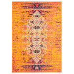 Safavieh - Safavieh Monaco Collection MNC209 Rug, Orange/Multi, 4' X 5'7" - Free-spirited and vibrantly colored, the Safavieh Monaco Collection imparts boho-chic flair on fanciful motifs and classic rug designs. Contemporary decor preferences are indulged in the trendsetting styling and addictive look of Monaco. Power-loomed using soft, durable synthetic yarns creating an erased-weave patina that adds distinctive character to room decor.