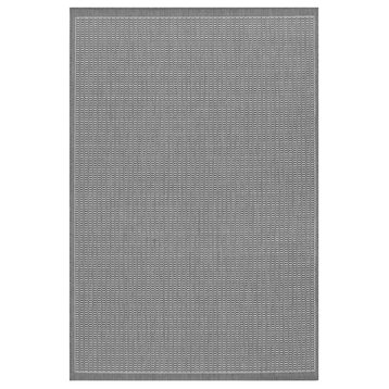 Couristan Recife Saddle Stitch Gray and White Indoor/Outdoor Rug, 5'3"x7'6"