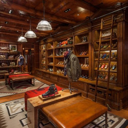 Reclaimed Pine Paneling in a Rustic Lodge-Style Retail Store - Wall Panels