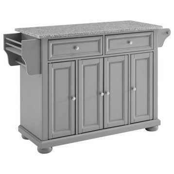 Alexandria Granite Top Kitchen Island/Cart Gray/Gray