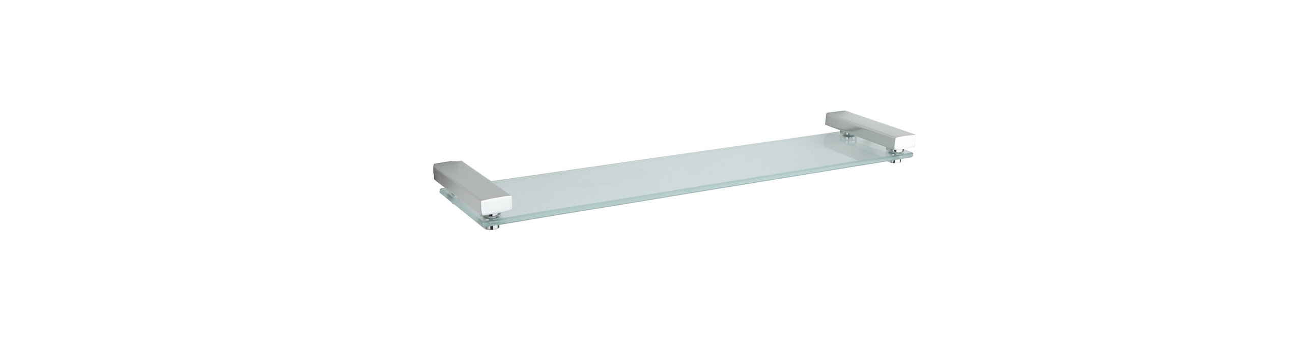 Mambo 22-in Glass Vanity Shelf with Beveled Edges in Satin Chrome Mambo 22-in Glass Vanity Shelf with Beveled Edges in Satin Chrome