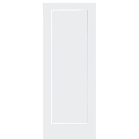 1-Panel Kimberly Bay Door, Interior Slab Shaker, White, 1-3/8 in. X 18 in. X 80