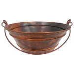 SimplyCopper - 15" Round Copper Vessel Bucket Bath Sink in Natural Patina - SimplyCopper 15” Round Copper Bucket Sink in Natural Fire Patina, created of 18-gauge copper which is hand-hammered to provide a Rustic, Old-World Look. This copper sink is installed as a vessel.Note: This sink has intentional worn areas in the copper to create an antique look. These variations and imperfections are by design. Close up pictures are provided. Please look at them. Any imperfections found on this sink are part of its design and should not be looked at by the buyer as a defect.