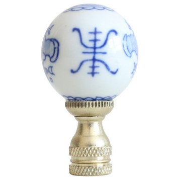 Blue and White Porcelain Ball Longevity Table Lamp Finial