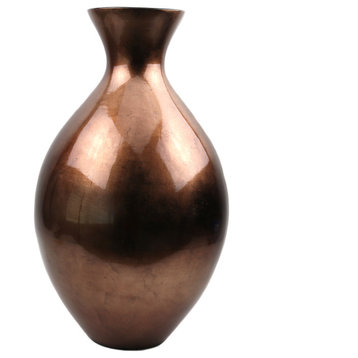 Regal Ceramic Vase, Glazed Red Copper