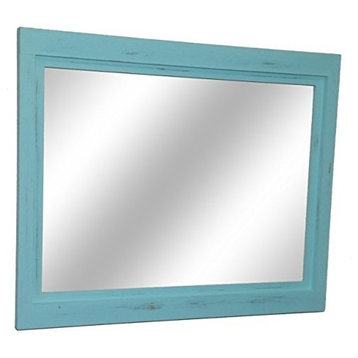 Sea Blue Farmhouse Style Vanity Mirror, 36"x30"