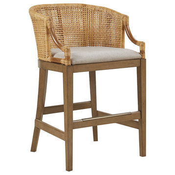 Martha Stewart Playa Handcrafted Rattan Counter Stool 25" H in Natural