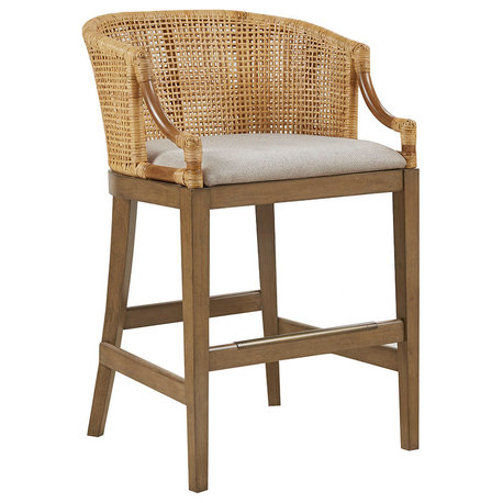 Martha Stewart Playa Handcrafted Rattan Counter Stool 25" H in Natural