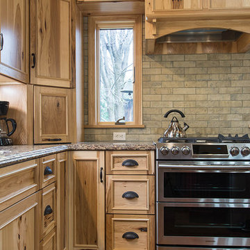 A Rustic Hickory Kitchen with Live Edge Island