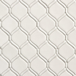 Tilt Ottoman Mosaic in White Crackle - Mosaic Tile