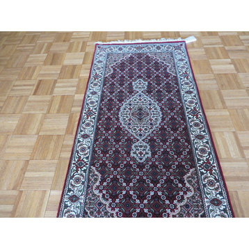 2'5x4'8 Handmade Fine Red Mahi Tabriz Persian Rug Wool & Silk