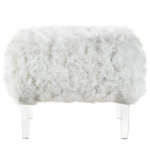 Inspired Home - Theophania Luxe Faux Fur Acrylic Leg Ottoman, White - Our faux fur ottoman adds a retro and groovy touch to your living room, bedroom or entryway. Featuring adorable shag fur, the comfort of a high density foam cushioned seat, this adorable pop of color accent piece can be mixed and matched, and provides not only dual functionality but also a focal point of style and flair that seamlessly incorporates your main decor to create an inviting and comfortable atmosphere to come home to. This ottoman is ideal for a kids to dorm rooms and everything in between.FEATURES: