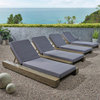 Noble House Broadway Outdoor Acacia Wood Chaise Lounge in Gray (Set of 4)
