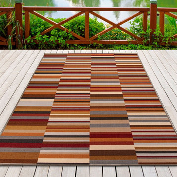 Arden Striped Nylon Washable Outdoor Area Rug, Multi-Colored, 2 Ft. X 3 Ft.
