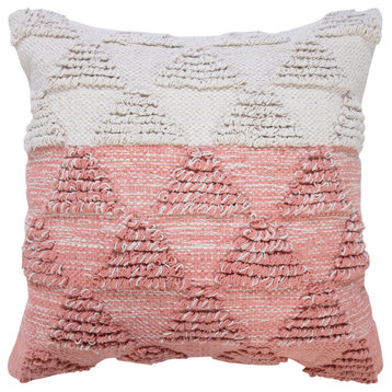 Ox Bay Handwoven Pink/White Geometric Organic Cotton Pillow Cover, 20"x20"
