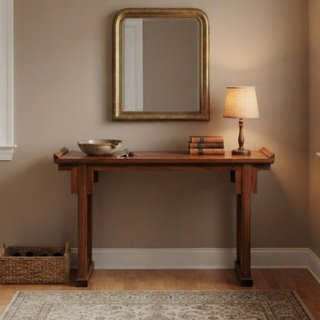 Oriental Point Edge Altar Natural Wood Grain Everted Flanges Console Table ws502