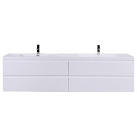 MOB 72" Double Sink Wall Mounted Bathroom Vanity With Reinforced Acrylic Sink, H