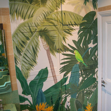 Tropical bathroom mural