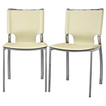 Baxton Studio Montclare Leather Modern Dining Chairs, Ivory, Set of 2