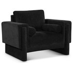 Meridian Furniture - Madeline Chenille Fabric Upholstered Chair, Black, Chair - Refresh your living space with this Madeline chenille fabric living room chair. It's upholstered in rich black chenille fabric with plush padding and bolster pillows that complete the look while supporting your body while you relax and unwind. The chair's modish design ensures it seamlessly complements any decor and fits well with other items in the Madeline collection. Whether you're entertaining guests or unwinding with a book, this chair provides both coziness and sophistication.