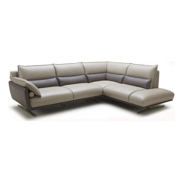 Modern Leather Sectional Sofa in Gray