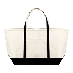 Heavy Duty Cotton Canvas Shoulder Zipper Tote Shopper Bag - Natural-Black - Storage And Organization
