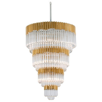 Charisma 17-Light Pendant, Gold Leaf With Polished Stainless
