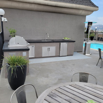 commercial L-shape outdoor kitchen